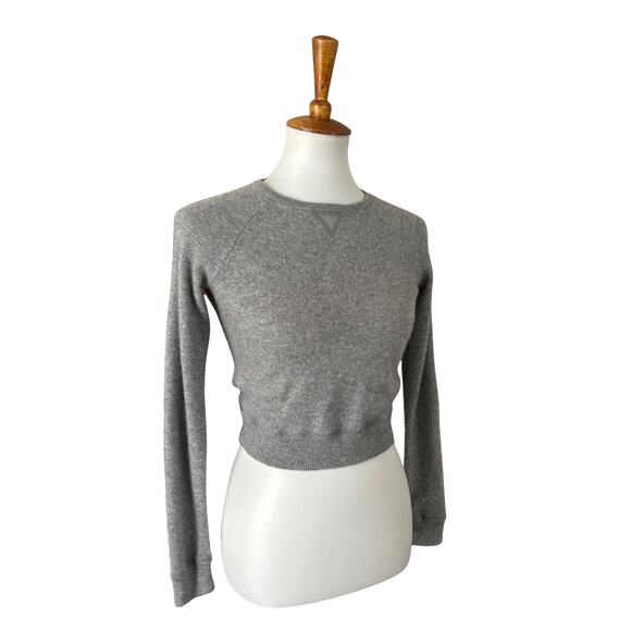 Magaschoni Cropped Cashmere Sweater – Grey, Elbow Patches, XS/Small - Picture 1 of 7
